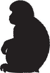 Japanese Macaque Side View Silhouette Vector