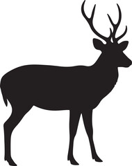 Obraz premium Javan Rusa Deer Side View Silhouette Vector