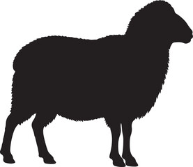 Karakul Sheep Side View Silhouette Vector