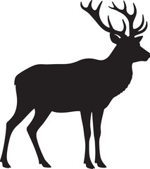 Kashmir Stag Side View Silhouette Vector