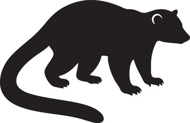 Kinkajou Side View Silhouette Vector