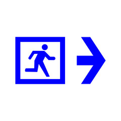 exit sign on blue background
