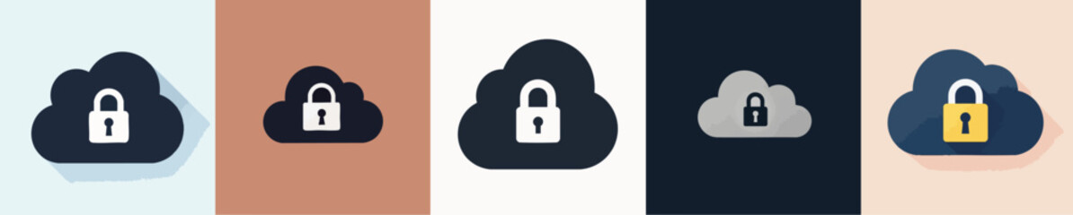 Cloud Security Icon – Flat Design Cloud Lock Symbol for Data Protection and Cyber Safety