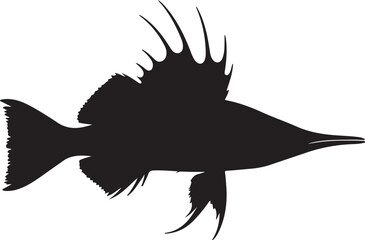 Lancetfish Side View Silhouette Vector