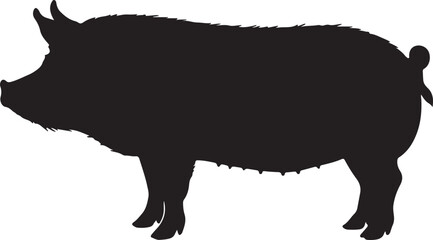 Large White Pig Side View Silhouette Vector