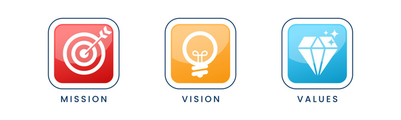 Mission Vision Values infographic Banner template. Company goal infographic design with Modern flat icon design.  © fajarcome