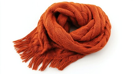 A cozy cable-knit scarf in deep rust orange