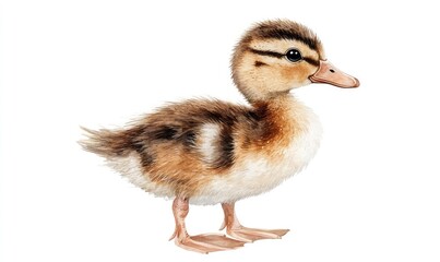 Obraz premium Cute watercolor duckling with soft details. AI generated illustration.