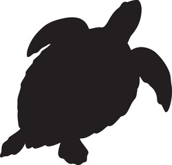 Loggerhead Sea Turtle Side View Silhouette Vector