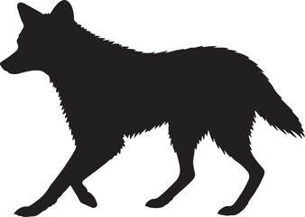 Maned Wolf side view vector silhouette on white background