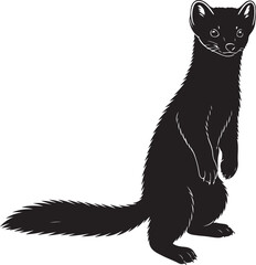 Marten side view vector silhouette on white background