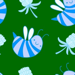 Kids seamless bee pattern for fabrics and packaging and gifts and cards and linens and wrapping paper
