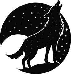  silhouette of dog howling at moon
