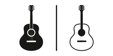 Fototapeta premium acoustic guitar, black and white, minimalist, vector illustration, simple design 