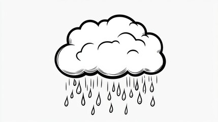 Minimal thunderstorm cloud logo with raindrops