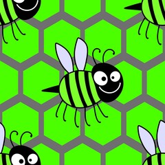 Kids seamless bee pattern for fabrics and packaging and gifts and cards and linens and wrapping paper