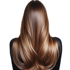 Discover beautiful long brown hair styles and color trends for women today on transparent background