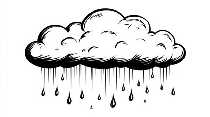 Minimal thunderstorm cloud logo with raindrops