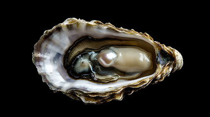 Naklejka premium An Open Oyster Shell with a Singl F51A3