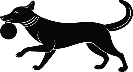 dog running with ball,dog running with ball silhouette,fetching dog silhouette