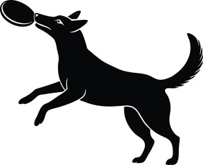 dog catching frisbee,dog catching frisbee silhouette,frisbee dog action silhouette