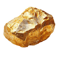 Isolated gold nugget raw ore mineral precious metal investment concept on transparent background
