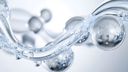 Abstract Water Bubbles Flowing Stream, Liquid Texture Background