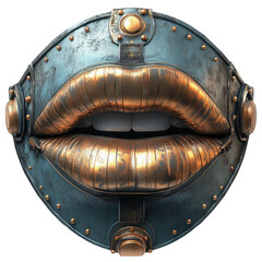 Steampunk metal lips art design illustration creative concept idea art on transparent background