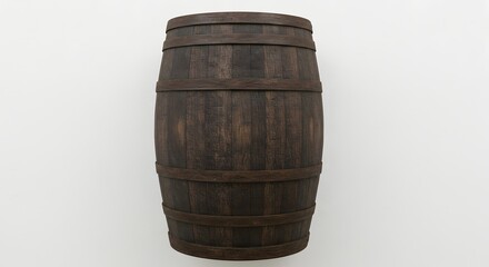 Obraz premium Aged Wooden Barrel Rustic Texture, Dark Brown Color, Vintage Design Element for Backgrounds, Websites, and Design Projects. Perfect for adding a touch of old-world charm to your creative work.