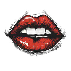 Red lips art illustration graphic design beauty fashion makeup aesthetic on transparent background