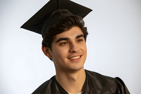 Portrait of a happy male graduate with a diploma - Powered by Adobe