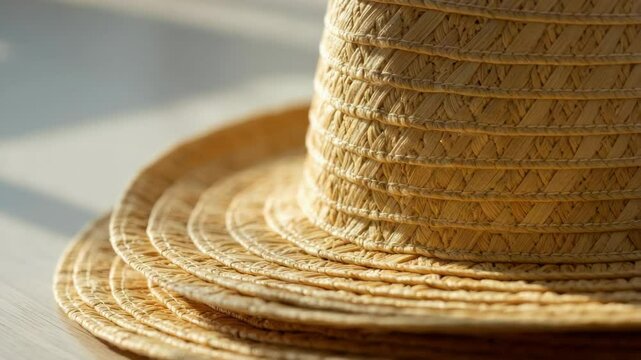Close-up of straw hat capturing summer vibes