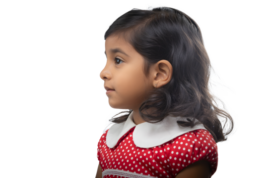 Portrait of a young Indian girl on a white transparent background PNG