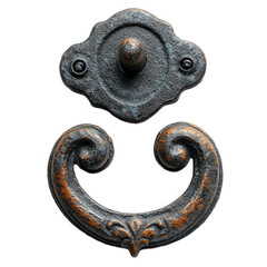 Antique bronze drawer pull handle vintage furniture hardware restoration on transparent background