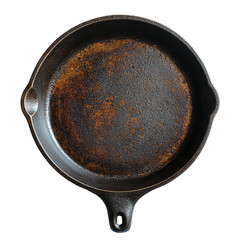 Cast iron skillet seasoned frying pan cookware kitchen cooking equipment on transparent background