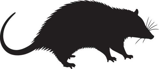 Opossum Side View Silhouette Vector