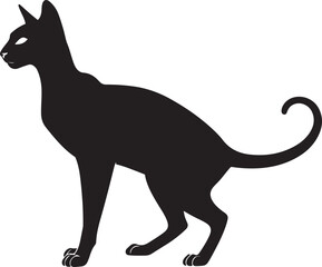 Oriental Cat Side View Silhouette Vector