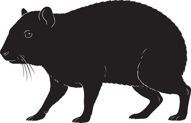 Paca Side View Silhouette Vector