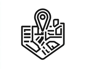 Minimal map icon with location pin