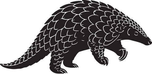 Pangolin Side View Silhouette Vector