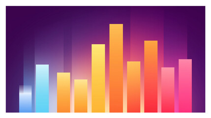 Fototapeta premium Colorful bar graph representing data trends in a modern digital design environment at night