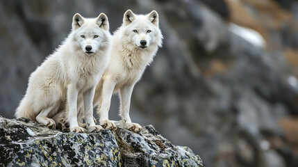 Obraz premium Arctic wolves with characteristic A0812