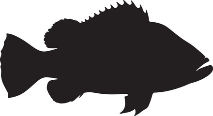 Peacock Bass Side View Silhouette Vector