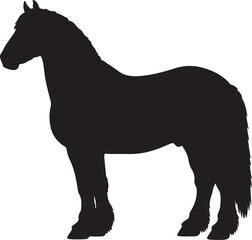 Percheron Horse Side View Silhouette Vector