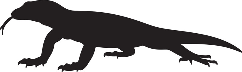 Perentie Lizard Side View Silhouette Vector