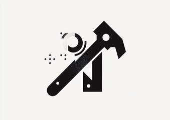 Minimal hammer and wrench icon logo in clean line style, simple black outline on white background.