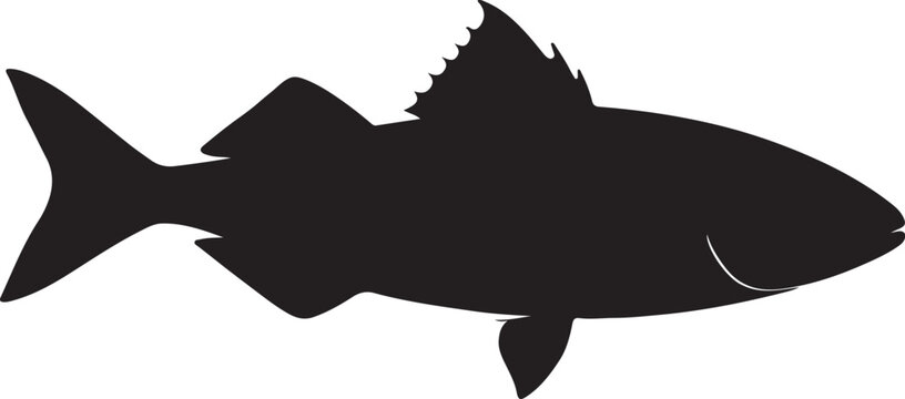 Pilot Fish Side View Silhouette Vector