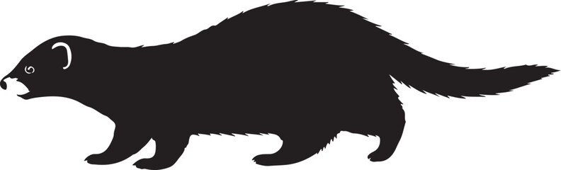 Polecat Side View Silhouette Vector