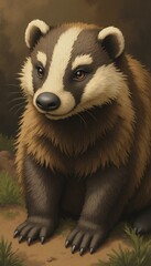 Fototapeta premium European Badger Portrait