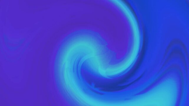 Swirling vortex of blue tone with radiant center. Expands then reverts with color shift from bright blue to dark blue and brownish tones. Abstract, vibrant, energetic motion visual.